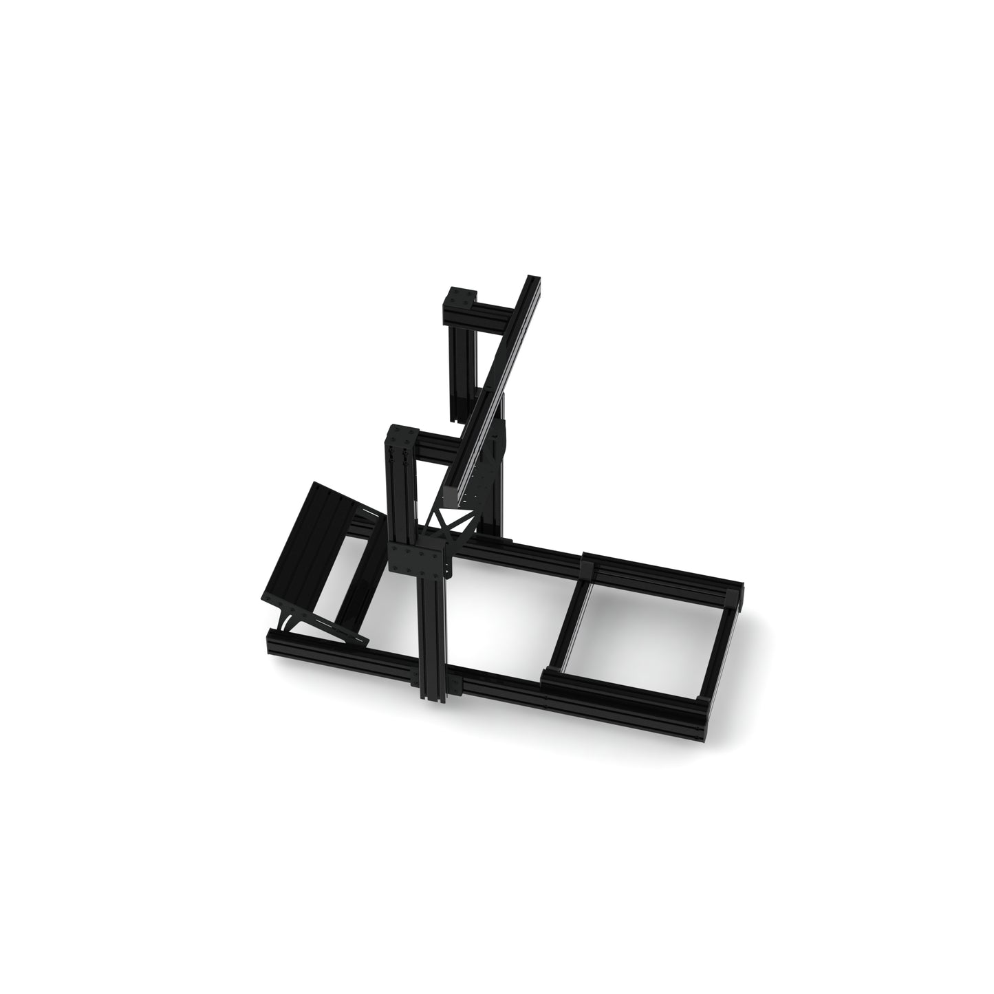 Integrerat och stabilt skärmstativ av aluminiumprofiler för 1 skärm upp till 50", anpassat för placering ovanför eller framför rattbasen