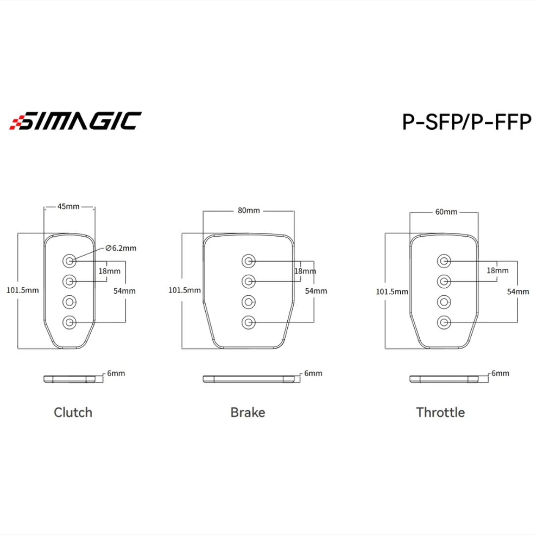 Simagic Dua Flat Pedal Plate (Throttle, Brake)