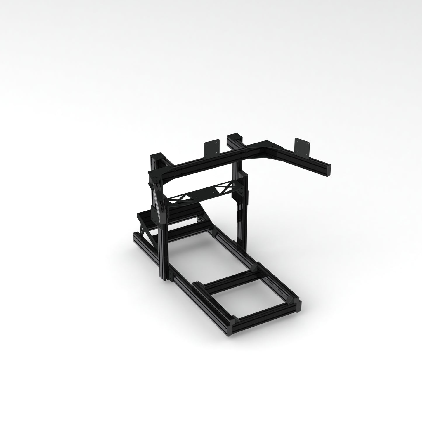 Skärmstativ för 3 skärmar, integrerat och stabilt, tillverkat av 40x80 aluminiumprofiler för skärmar upp till 32 tum.